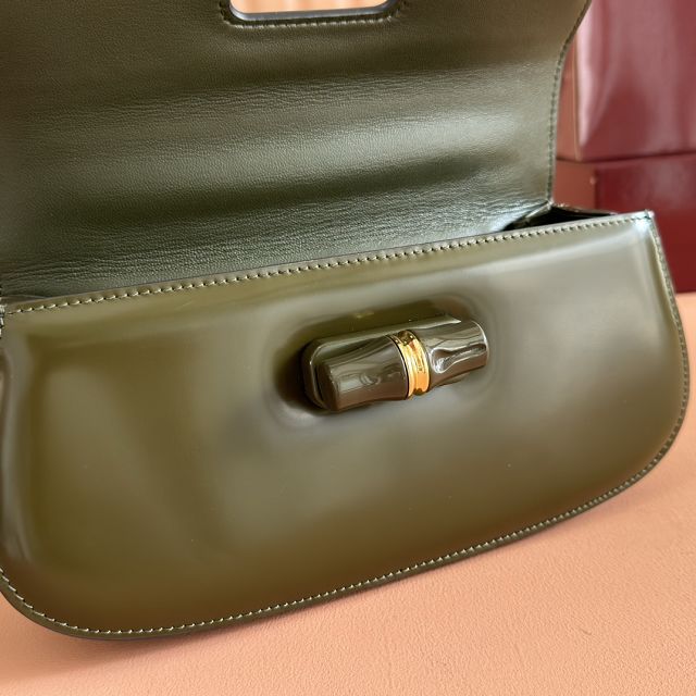 GG original calfskin bamboo diva medium bag 827750 green