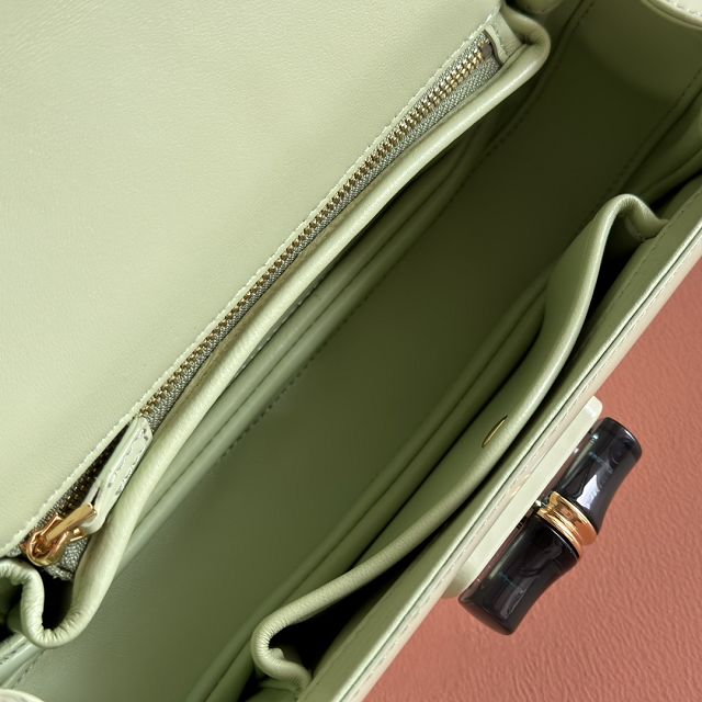 GG original calfskin bamboo diva medium bag 827750 light green