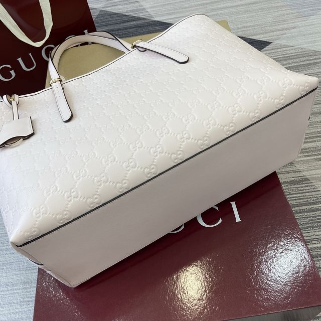 GG original calfskin emblem large tote bag 847455 light pink