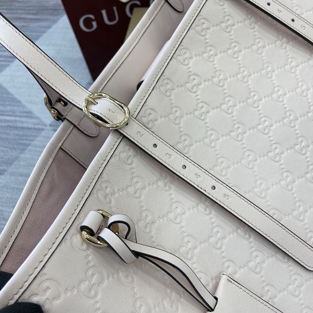 GG original calfskin emblem large tote bag 847455 light pink