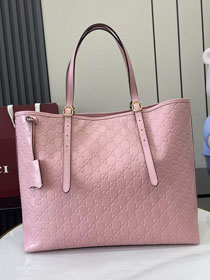GG original calfskin emblem large tote bag 847455 pink