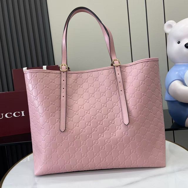GG original calfskin emblem large tote bag 847455 pink