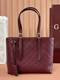 GG original calfskin emblem medium tote bag 847456 bordeaux