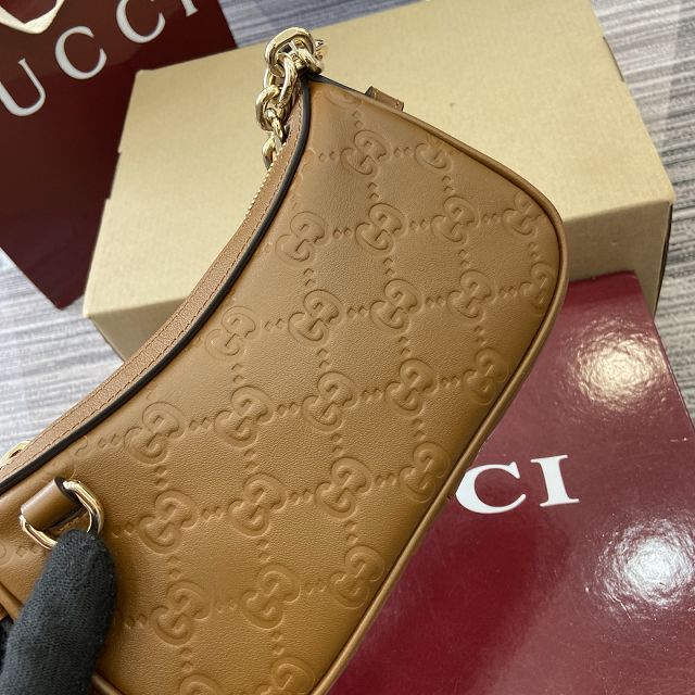 GG original calfskin emblem small shoulder bag 847091 brown