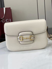 GG original soft calfskin horsebit 1955 aura small shoulder bag 847063 white