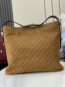 GG original suede calfskin beatrix large tote bag 850546 brown
