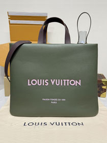 Louis vuitton origianl calfskin shopper tote bag MM M26082 khaki