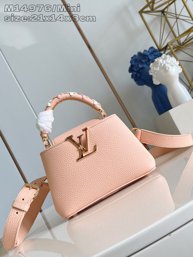 Louis vuitton original calfskin capucines BB handbag M14971 light pink
