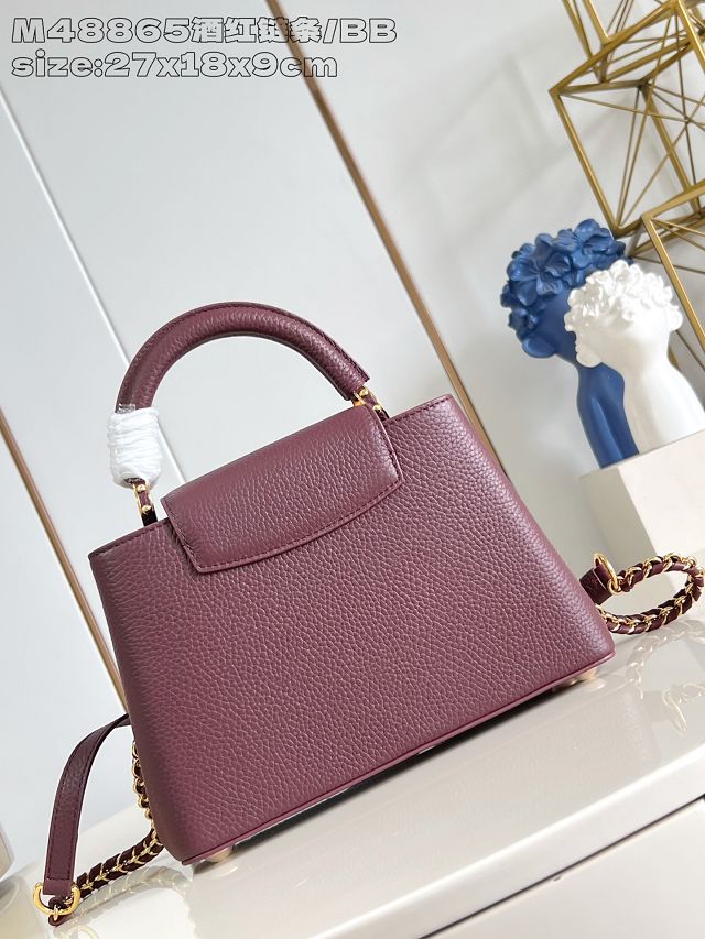 Louis vuitton original calfskin capucines BB handbag M21103 bordeaux
