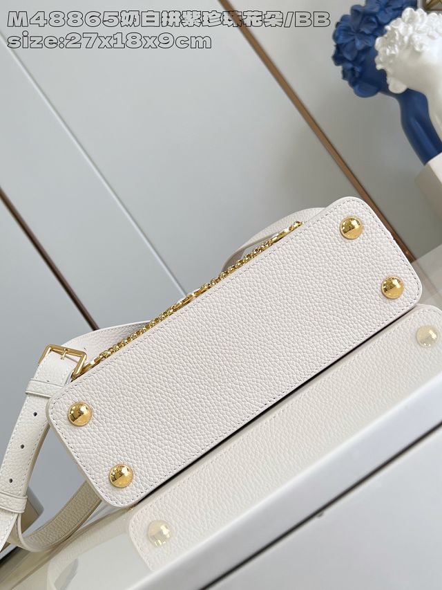 Louis vuitton original calfskin capucines BB handbag M25461 beige&purple