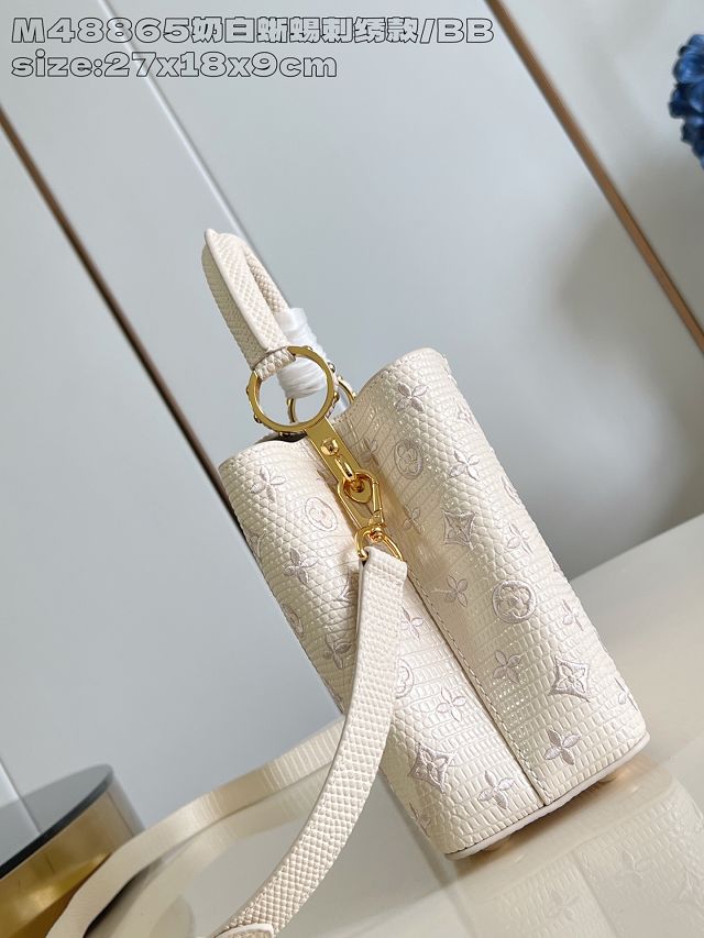 Louis vuitton original calfskin capucines BB handbag M25901 white