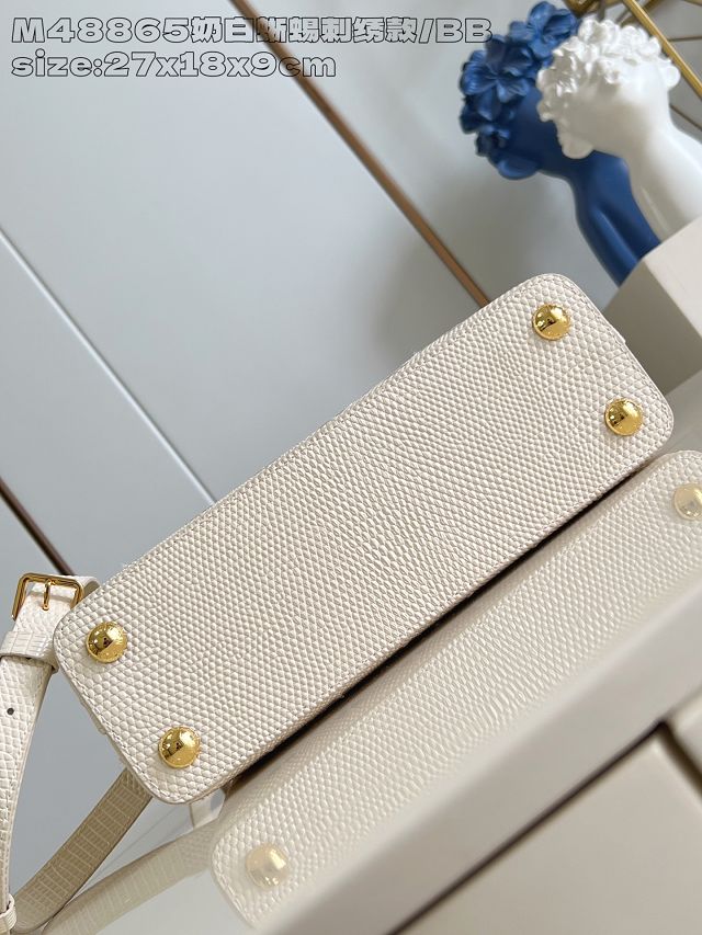 Louis vuitton original calfskin capucines BB handbag M25901 white