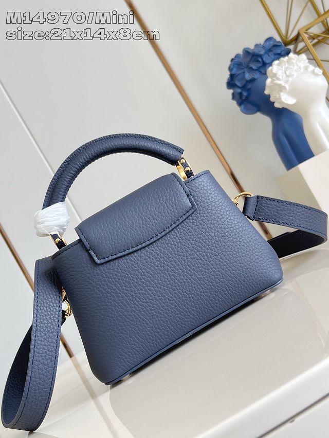 Louis vuitton original calfskin capucines mini handbag M14971 navy blue