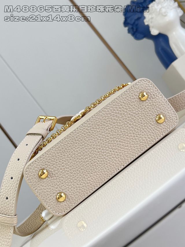 Louis vuitton original calfskin capucines mini handbag M15117 beige 