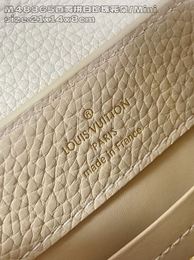Louis vuitton original calfskin capucines mini handbag M15117 beige 