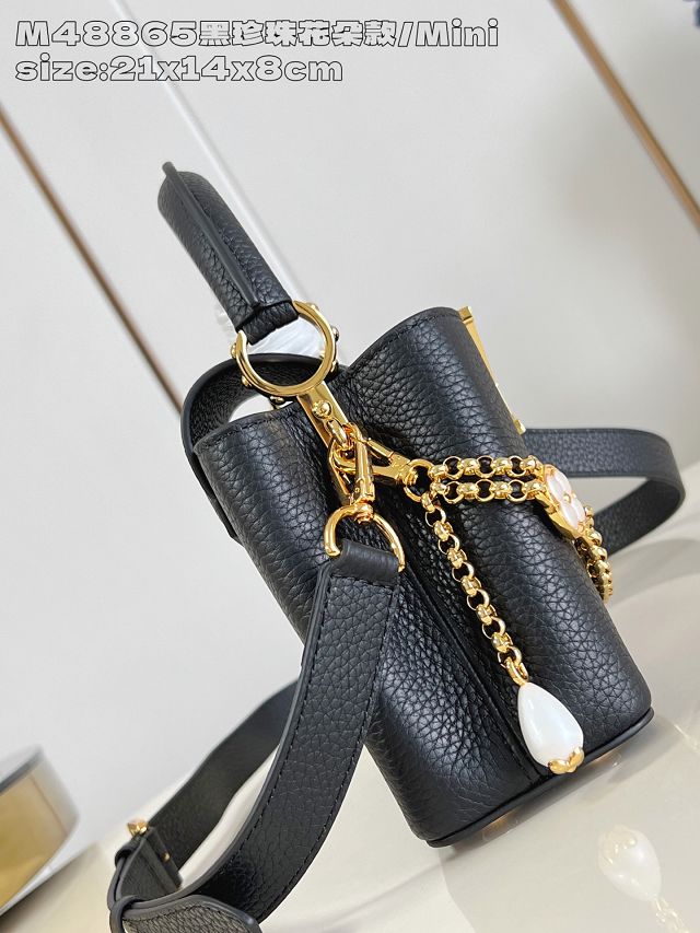 Louis vuitton original calfskin capucines mini handbag M15117 black