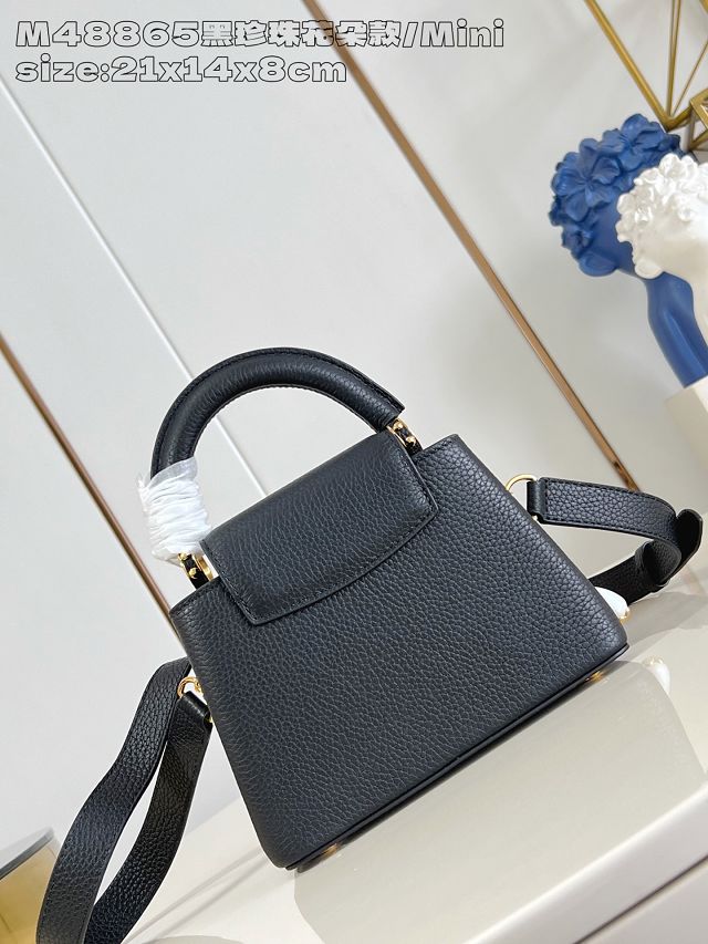 Louis vuitton original calfskin capucines mini handbag M15117 black