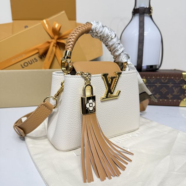 Louis vuitton original calfskin capucines mini handbag M15157 white&brown