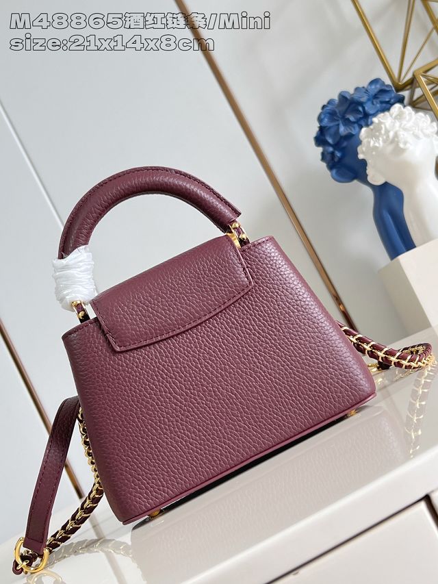 Louis vuitton original calfskin capucines mini handbag M22606 bordeaux