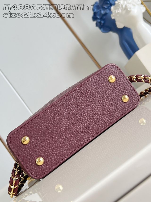 Louis vuitton original calfskin capucines mini handbag M22606 bordeaux