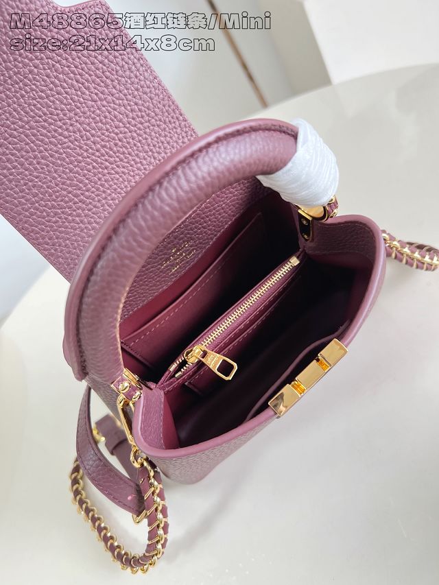 Louis vuitton original calfskin capucines mini handbag M22606 bordeaux