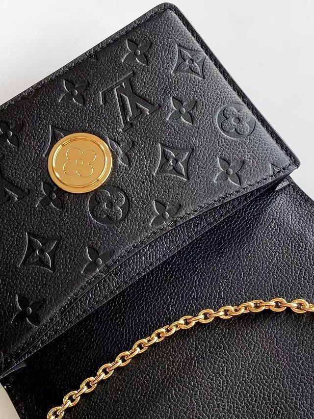 Louis vuitton original calfskin wallet on chain rosy M13569 black