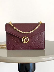 Louis vuitton original calfskin wallet on chain rosy M25814 garnet