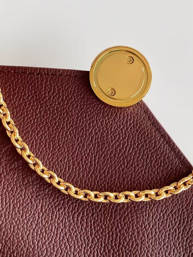 Louis vuitton original calfskin wallet on chain rosy M25814 garnet
