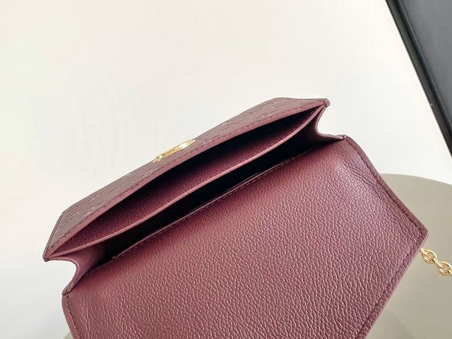 Louis vuitton original calfskin wallet on chain rosy M25814 garnet
