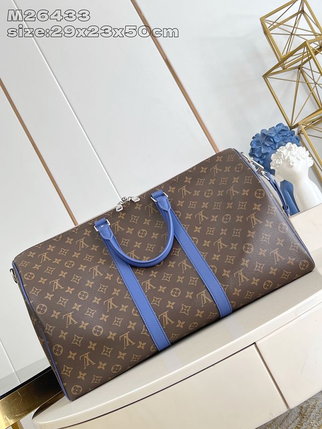 Louis vuitton original monogram canvas keepall 50 M46771 dark blue