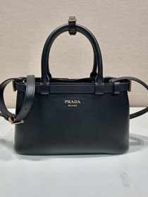 Prada original calfskin small belt buckle handbag 1BA418 black