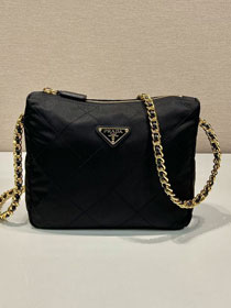 Prada original nylon small chain shoulder bag 1BD646 black