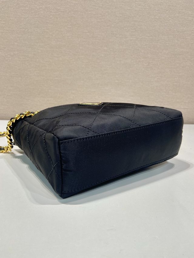 Prada original nylon small chain shoulder bag 1BD647 black