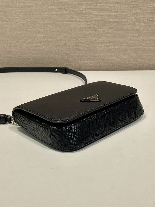 Prada original saffiano calfskin small shoulder bag 2VD061 black