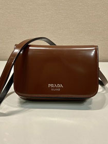 Prada original smooth calfskin small shoulder bag 2VD061 brown