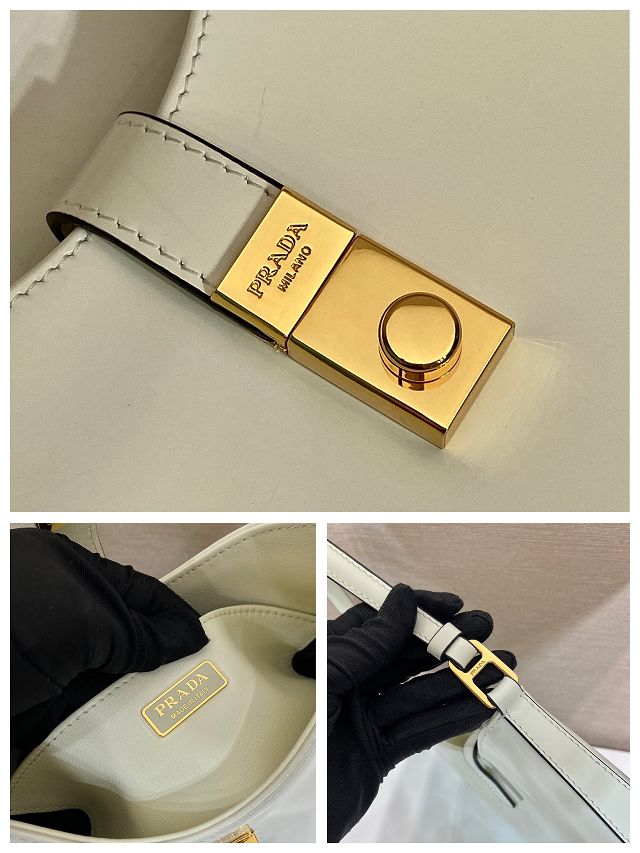 Prada original calfskin small cleo bag 1BC169A white