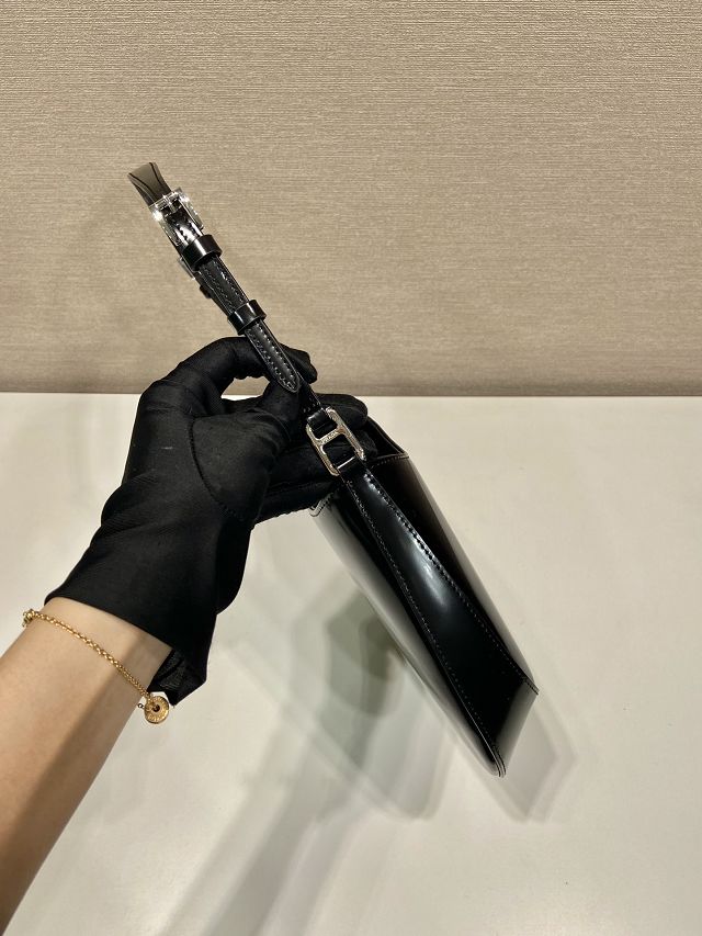 Prada original patent calfskin small cleo bag 1BC169 black