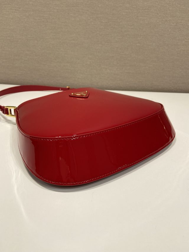 Prada original patent calfskin small cleo bag 1BC169 red