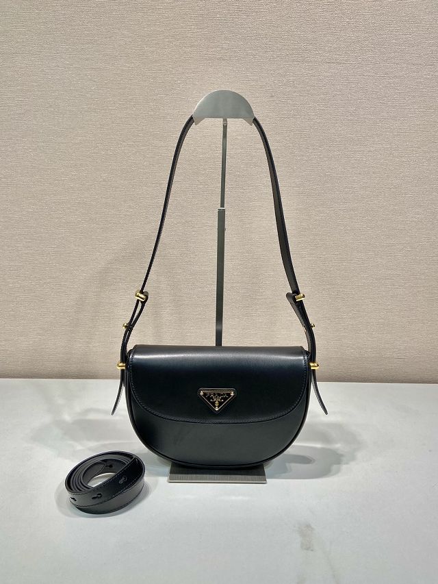 Prada original calfskin shoulder bag with flap 1BD365 black