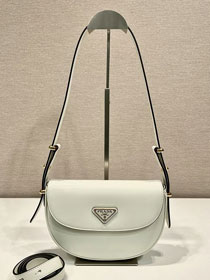 Prada original calfskin shoulder bag with flap 1BD365 white