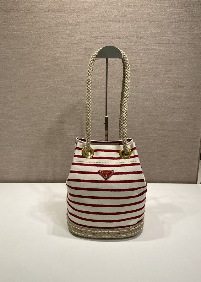 Prada original fabric mariner small bucket bag 1BE082 red