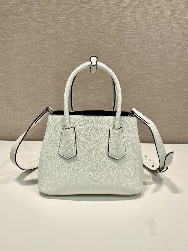 Prada original grained calfskin double small bag 1BG443 white