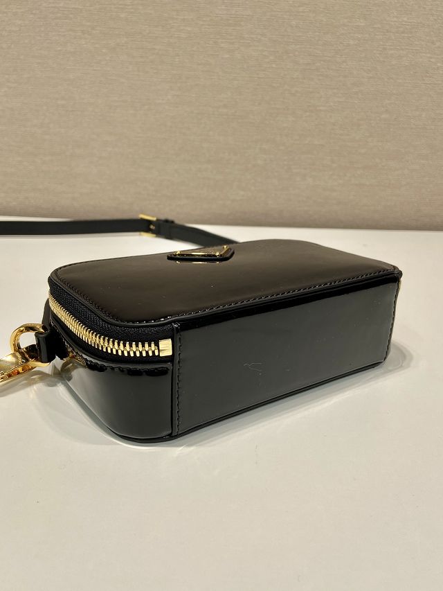Prada original patent calfskin mini top handle bag 1BH206 black
