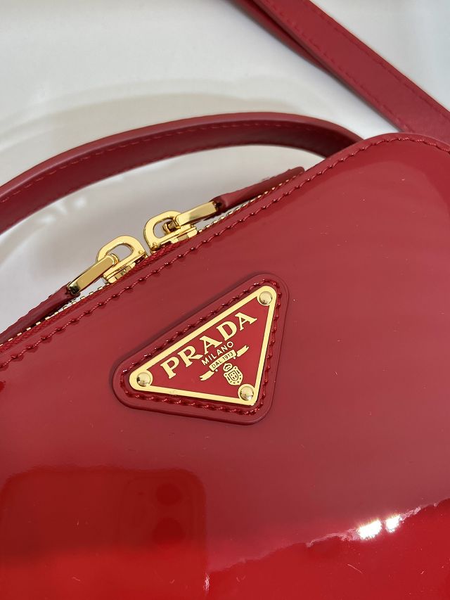 Prada original patent calfskin mini top handle bag 1BH206 red