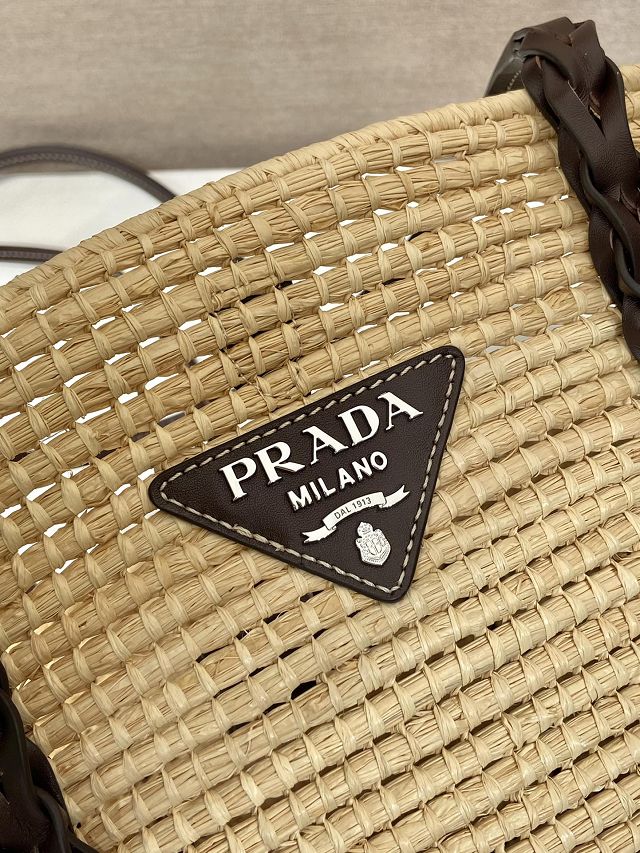 Prada original raffia basket bag 1BG312 beige