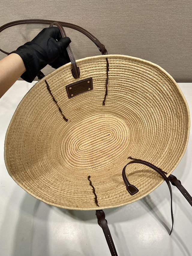 Prada original raffia basket bag 1BG312 beige