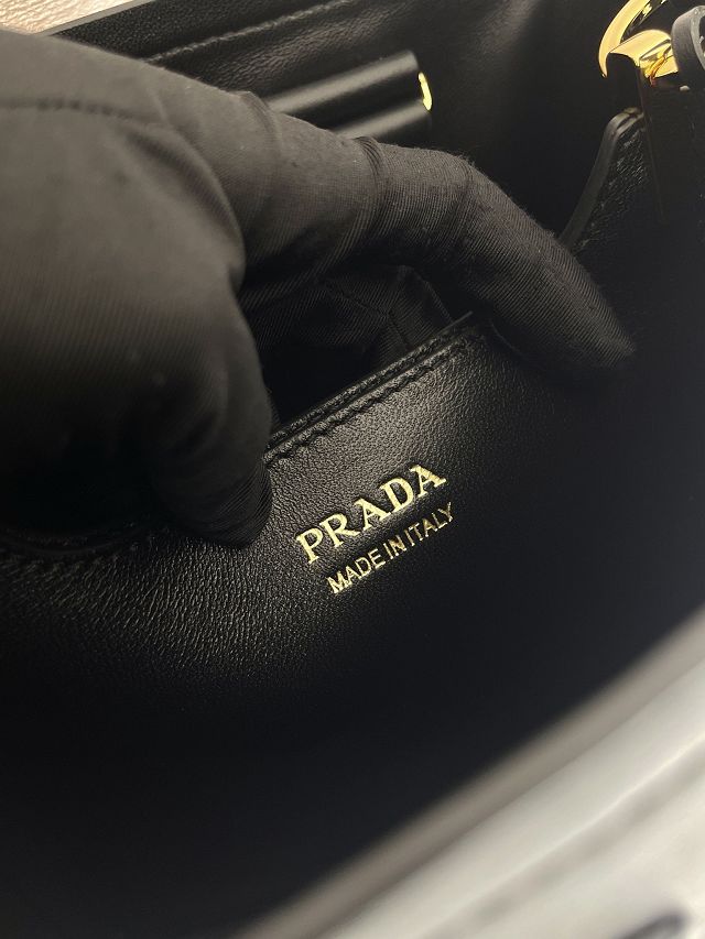 Prada original soft calfskin small bucket bag 1BE080 black