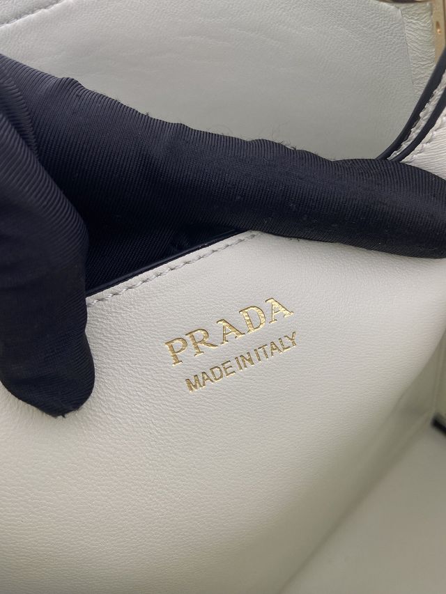 Prada original soft calfskin small bucket bag 1BE080 white