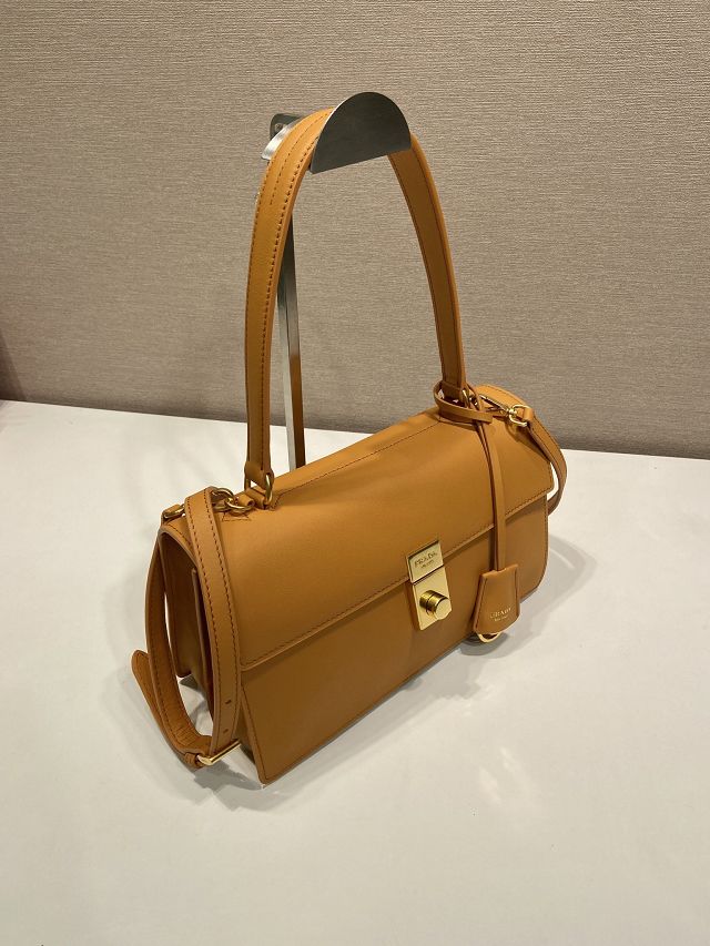 Prada original soft calfskin sound medium shoulder bag 1BN023 caramel