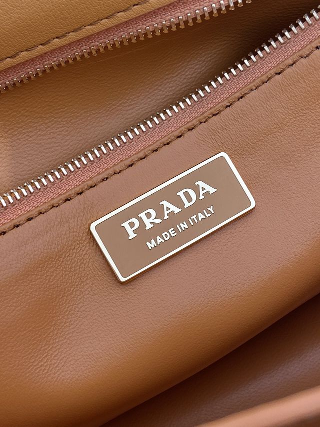 Prada original soft calfskin sound medium shoulder bag 1BN023 caramel